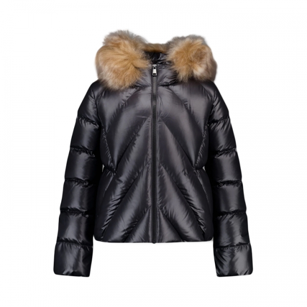 ◆키즈◆여성 도마스 DOMAS 로고패치 사선퀄팅 후드 패딩자켓 블랙  1A000 14 597YX 99M