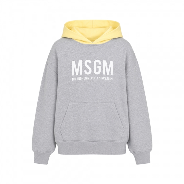 여성 로고 프린팅 투톤 후드티 그레이/레몬에이드 S6MSJBHS050 27103