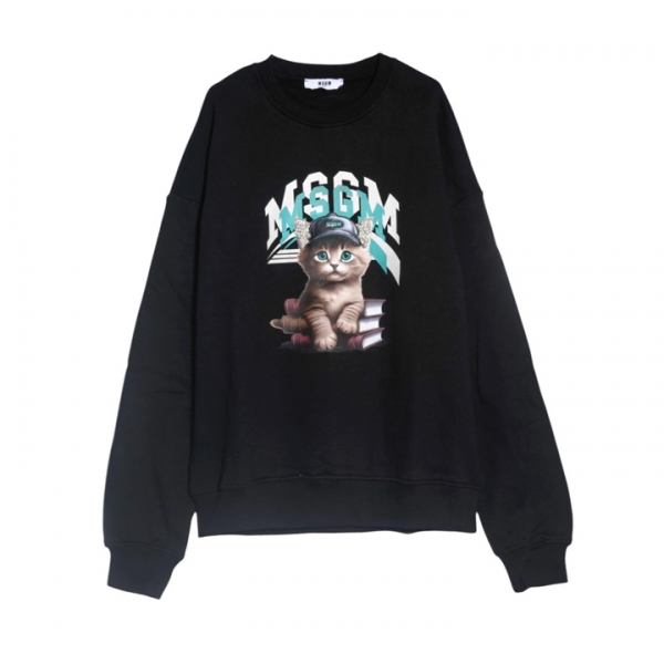 ◆키즈◆25FW 키즈 캣 로고 맨투맨 블랙 F5MSJGSW125 110