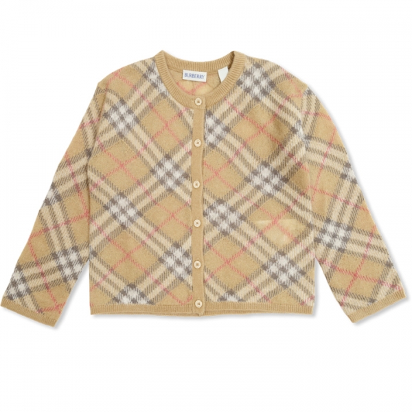 ◆키즈◆25SS 여성 빈티지 체크 알파카 믹스 가디건 페일스톤 8100092