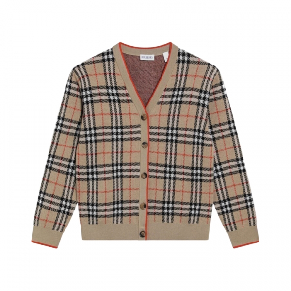 ◆키즈◆여성 시그니처 체크 브이넥 가디건 샌드 8117179