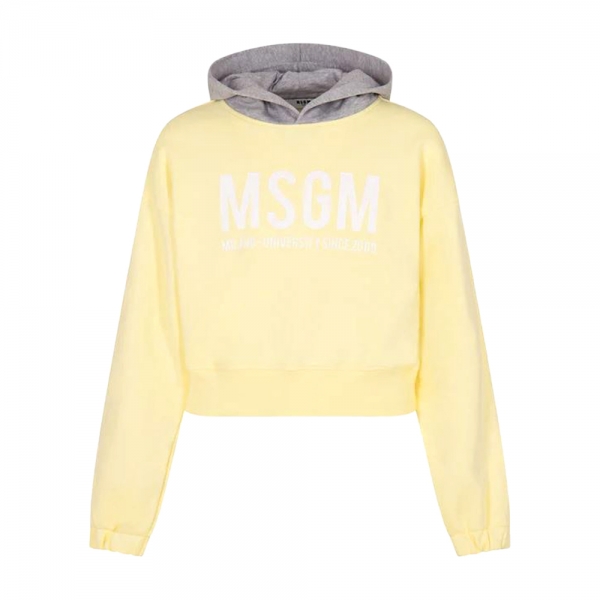 키즈 로고 프린팅 투톤 크롭 후드티 레몬에이드/그레이 S6MSJGHS025 MS078