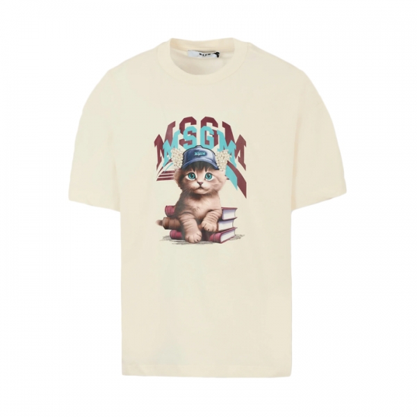 ◆키즈◆25FW 키즈 캣 로고 티셔츠 아이보리 F5MSJGTH120 013