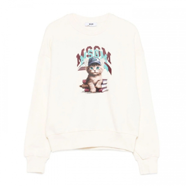 ◆키즈◆25FW 키즈 캣 로고 맨투맨 아이보리 F5MSJGSW125 013