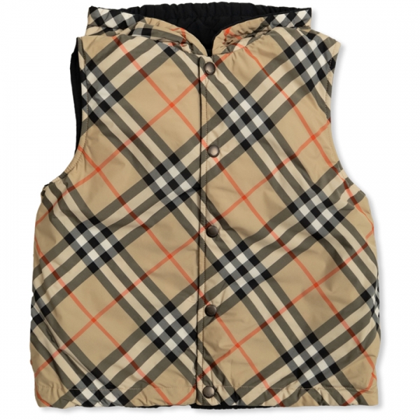 ◆키즈◆25SS 키즈 리버시블 체크 패딩조끼 베이지/블랙 8100434