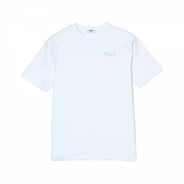 여성 스몰 로고 페인팅 반팔 티셔츠 화이트 S6MSJUTH003 001