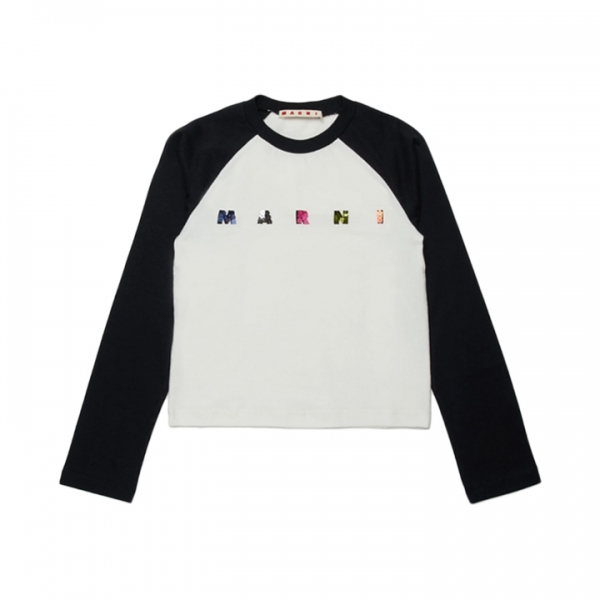 ◆키즈◆25FW 키즈 스팽글 로고 래글런 긴팔 티셔츠 화이트블랙 M01597 M00HZ 0M900