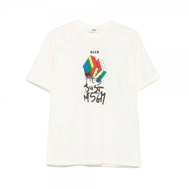 ◆키즈◆25FW 여성 큐브 로고 티셔츠 아이보리 F5MSJBTH302 013