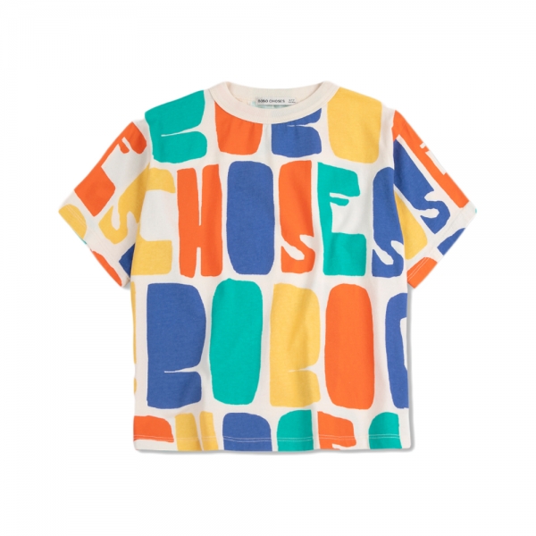 키즈 로고 블럭 컬러 올오버 티셔츠 오프화이트 B126AC137 199