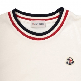 ◆키즈◆25SS 키즈 로고 패치 삼선 티셔츠 화이트 8C000 18 83907 034