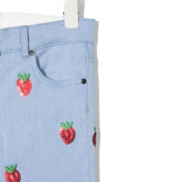 ◆키즈◆22SS 여성 스트로베리 패턴 데님 팬츠 8Q6BR0 Z0153 606RO
