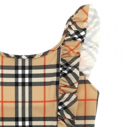 키즈 러플 트리밍 체크 스윔수트 샌드 8117157