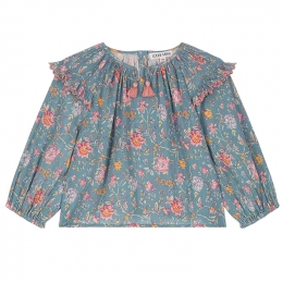 ◆키즈◆23FW 키즈 IRIS 플로럴 패턴 블라우스 블루 B0160 BLROS