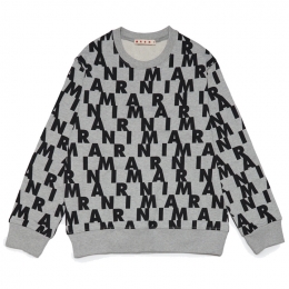 ◆키즈◆23FW 여성 로고 패턴 올오버 맨투맨 그레이 M00929 M00QD 0M90B