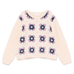 ◆키즈◆24FW 키즈 플라워 패턴 니트 블러쉬 J0027 BLUSH