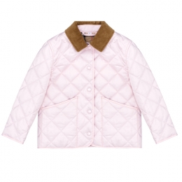 ◆키즈◆23SS 키즈 브라운 카라 퀄팅 자켓 라이트핑크 8053871