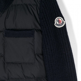 ◆키즈◆25SS 키즈 로고 패치 니트 믹스 패딩자켓 네이비 9B000 06 M1282 778