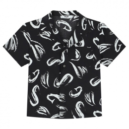 ◆키즈◆24SS 키즈 로고 패턴 숏슬리브 셔츠 블랙 S4MSJBSI244 110