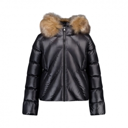 ◆키즈◆여성 도마스 DOMAS 로고패치 사선퀄팅 후드 패딩자켓 블랙  1A000 14 597YX 99M