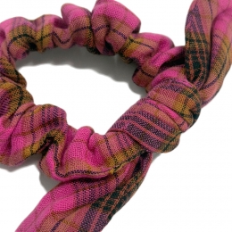 ◆키즈◆키즈 클로에 알프 체크 스크런치 핑크 25F_S0185 PINK