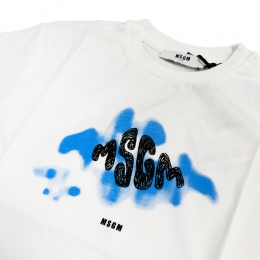 키즈 브러쉬드 그래픽 로고 티셔츠 화이트 S6MSJBTH195 001