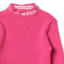 ◆키즈◆22FW 여성 넥라인 로고 골지 니트 핑크 MS029179 044