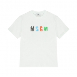 키즈 드로잉 로고 반팔 티셔츠 화이트 S6MSJBTH232 001