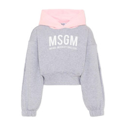 키즈 로고 프린팅 투톤 크롭 후드티 그레이/페어리핑크 S6MSJGHS025 27102