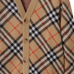 ◆키즈◆25FW 여성 빈티지 체크 브이넥 울 가디건 샌드 8104300