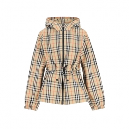 ◆키즈◆여성 브리오니 드로스트링 체크 후드 자켓 샌드 8117893