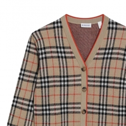 ◆키즈◆여성 시그니처 체크 브이넥 가디건 샌드 8117179