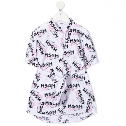 ◆키즈◆21SS 키즈 올 오버 로고 셔츠 드레스 화이트 MS026942 001