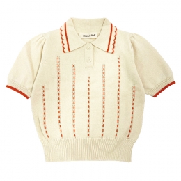 ◆키즈◆25SS 키즈 코츠월드 그레타 벌룬핏 반팔 니트 아이보리/오렌지 K2003S25 298