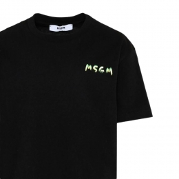 여성 스몰 로고 페인팅 반팔 티셔츠 블랙 S6MSJUTH003 110