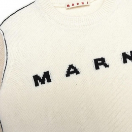 ◆키즈◆22FW 키즈 로고 울 니트 화이트/브라운 M00539 M00K4 0M101