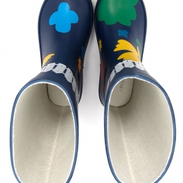 ◆키즈◆21FW 키즈 플로럴 레인부츠 네이비 603399 SRD04 G408