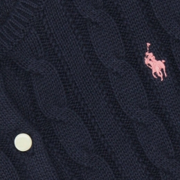 ◆키즈◆23FW 여성 포니 로고 자수 케이블 니트 가디건 다크네이비 737911 044