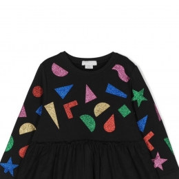 ◆키즈◆22FW 키즈 글리터 그래픽 원피스 블랙 8R1D30 Z0721 930MC