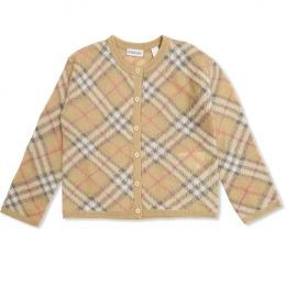 ◆키즈◆25SS 키즈 빈티지 체크 알파카 믹스 가디건 페일스톤 8100092