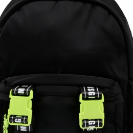 ◆키즈◆키즈 로고 스트랩 나일론 백팩 블랙/라임 F5MSJUBP084 11041