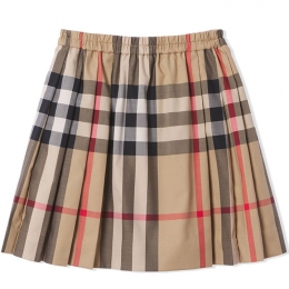 ◆키즈◆23SS 키즈 체크 패턴 플리츠 스커트 베이지 8039522