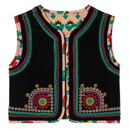 ◆키즈◆23FW 키즈 플라워 로고 리버서블 조끼 블랙 TT2C12 Z1267 921