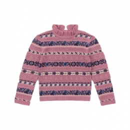 ◆키즈◆키즈 아일릿 리본 패턴 파멜라 니트 앤틱로즈 K2000W25 0D2