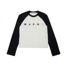 ◆키즈◆25FW 키즈 스팽글 로고 래글런 긴팔 티셔츠 화이트블랙 M01597 M00HZ 0M900