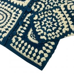 ◆키즈◆25SS 키즈 크로셰 아프간 가디건 아이보리/네이비 K1017S25 438