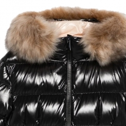 ◆키즈◆여성 아루나 ARUNA 로고 패치 시어링 트리밍 후드 패딩자켓 블랙 1C000 16 597Z8 99M