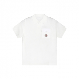 ◆키즈◆키즈 MANICHE CORTE 로고 패치 포켓 폴로 티셔츠 화이트 8A000 06 89ALK 034