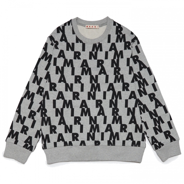 ◆키즈◆23FW 여성 로고 패턴 올오버 맨투맨 그레이 M00929 M00QD 0M90B