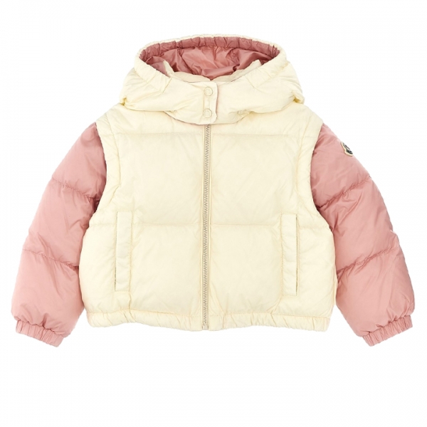 ◆키즈◆23FW 여성 VANYA 로고 패치 후드 패딩자켓 아이보리/핑크 1A000 04 595FE 038