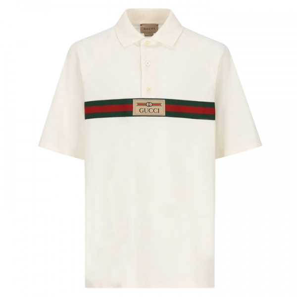 ◆키즈◆24SS 키즈 웹 로고 패치 카라 티셔츠 아이보리 758815 XJF3F 9791